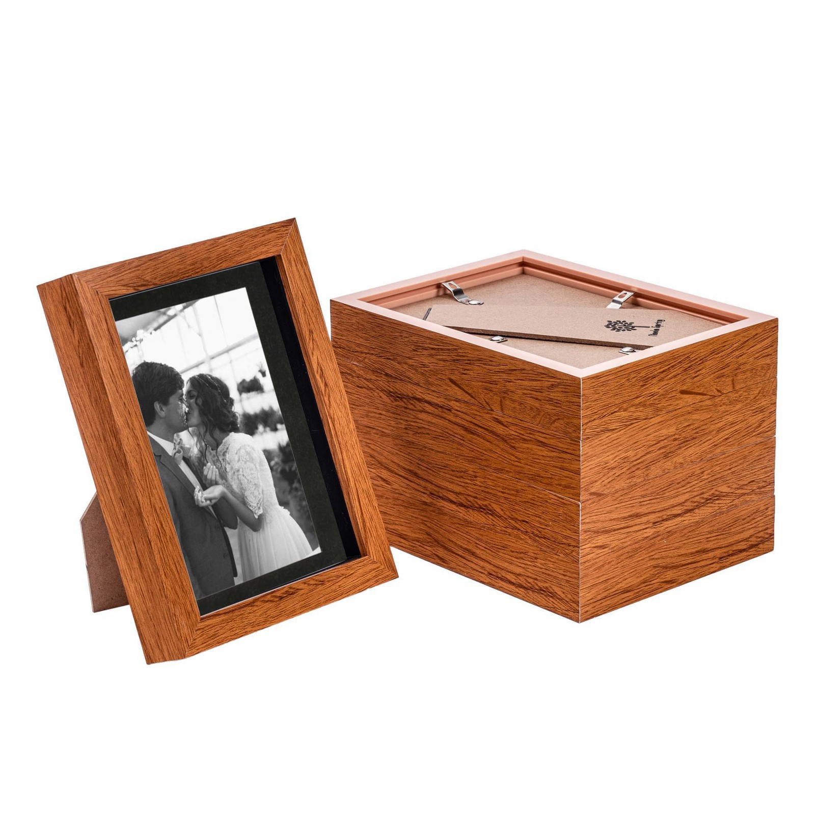 5x 3D Box Photo Frames Picture Display 5 x 7" with 4 x 6" Mount Dark Wood/Black