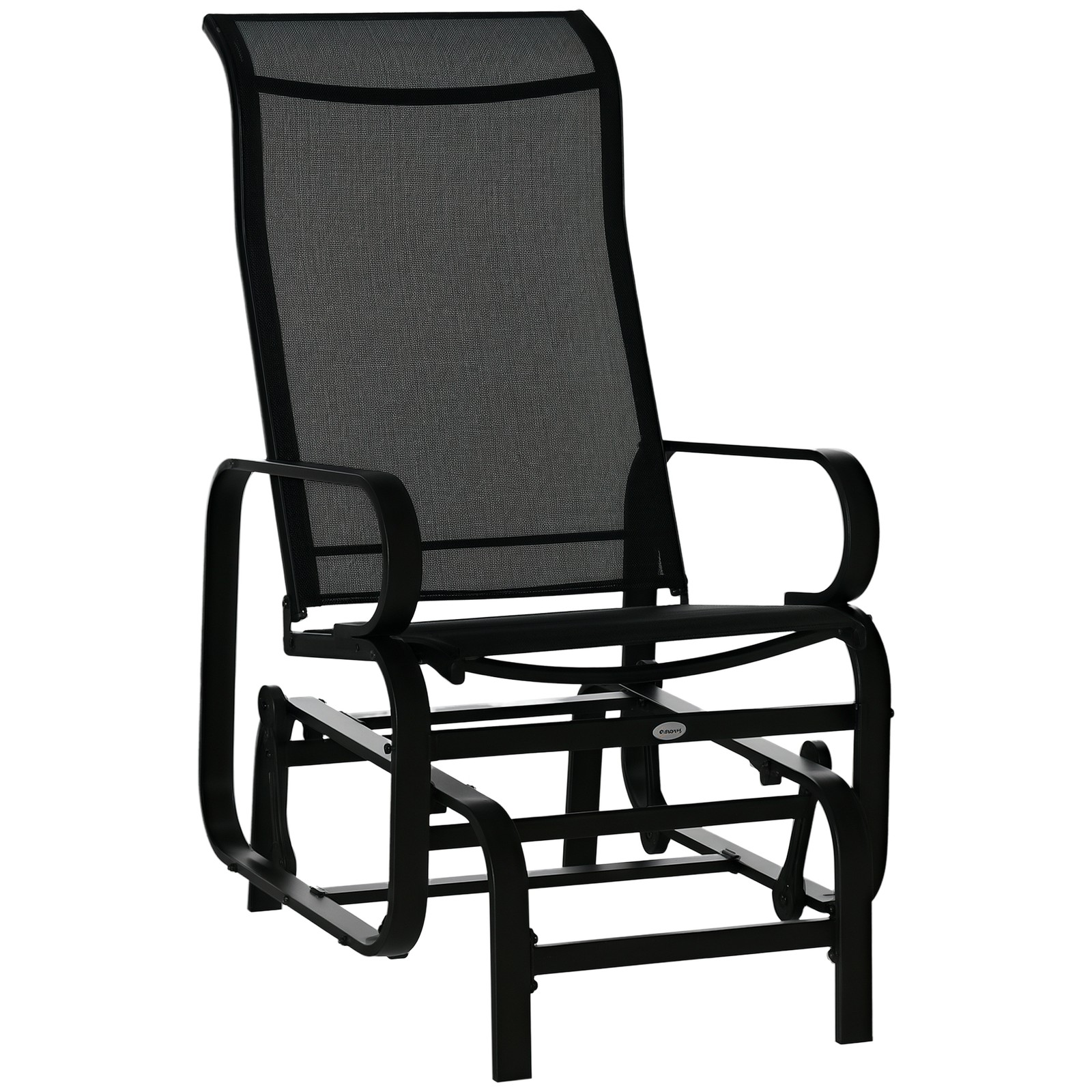 Outsunny Outdoor Gliding Rocking Chair w/ Metal Frame for Patio, Garden, Black