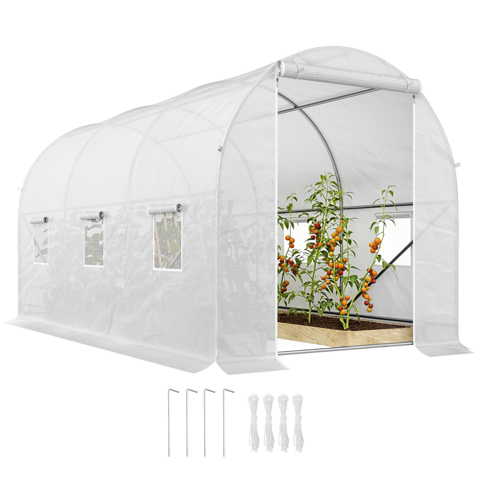 Outsunny Large Walk-in Greenhouse Poly Tunnel Galvanised Garden Plants Grow Tent