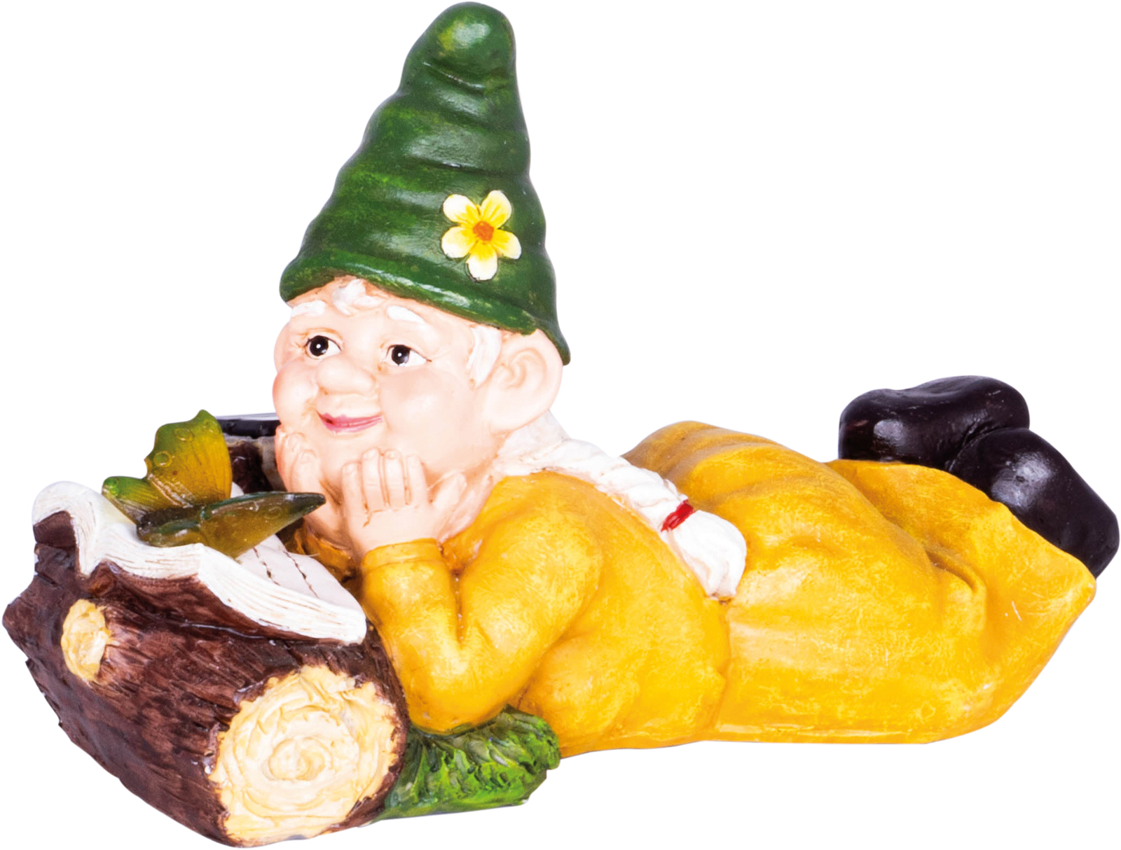 Garden Outdoor Solar Powered Light Up Gnome Log Reading Ornament Decoration Gift
