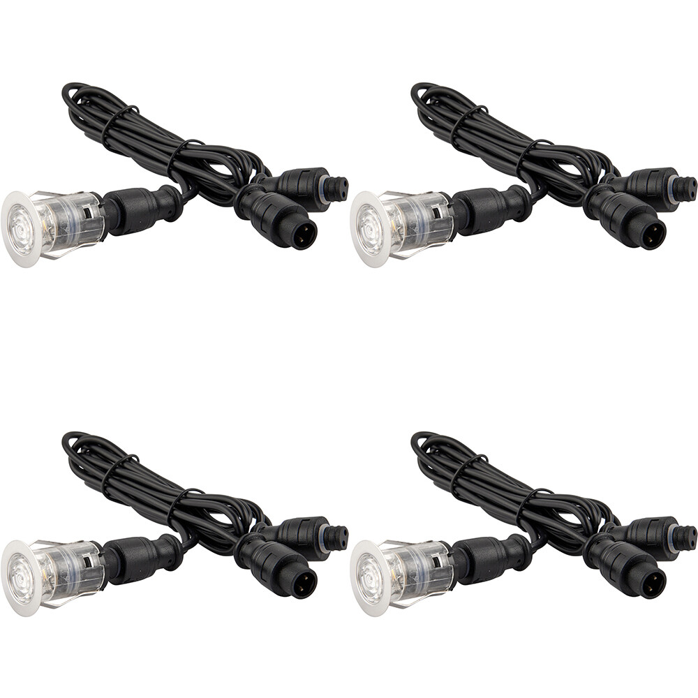 4 PACK Single Recessed 25mm Decking Light Module - 0.75W CCT LED - Steel