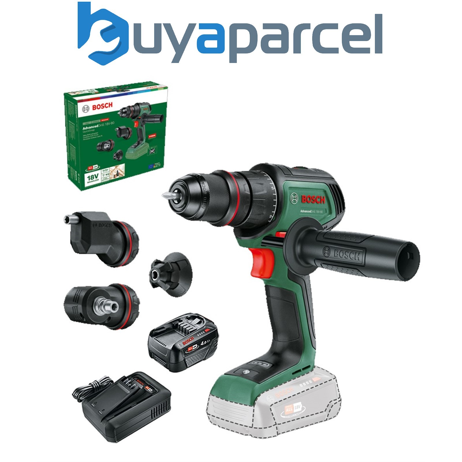 Bosch 06039E2003 Drill Driver AdvancedDrill 18V-80 QuickSnap + 4AH Battery kit