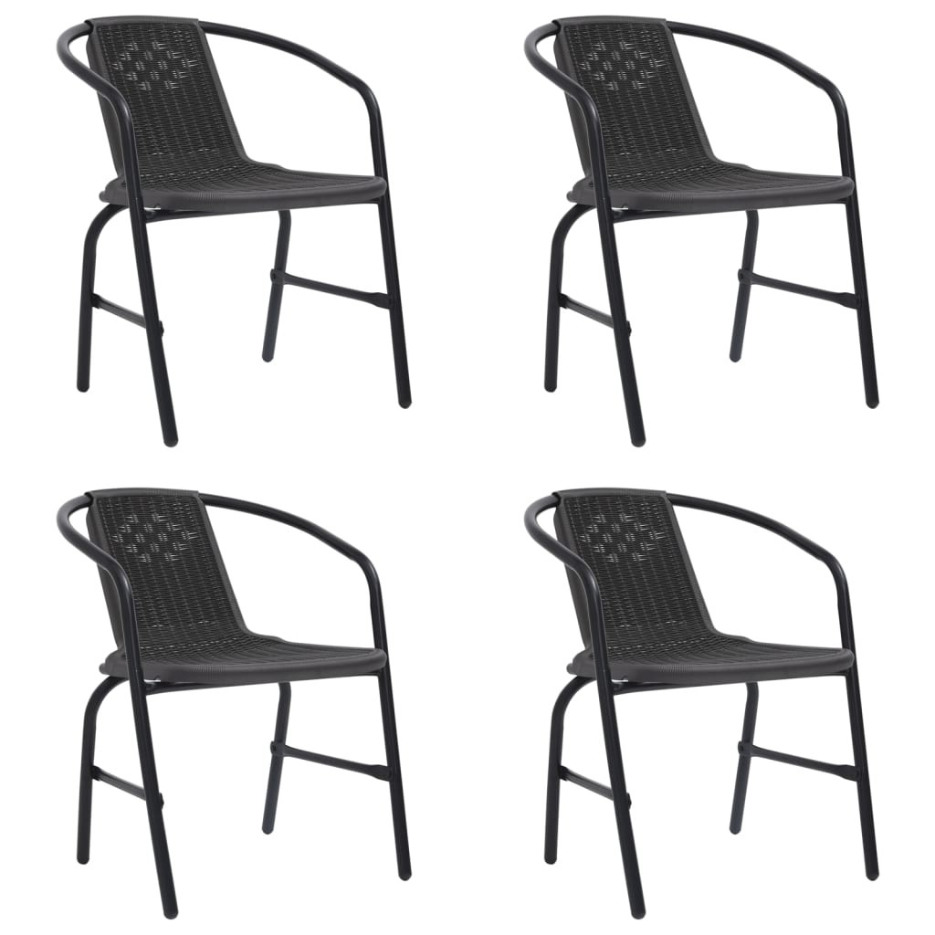 4x Garden Chairs Plastic Rattan and Steel 110 kg Outdoor Patio Armchair vidaXL
