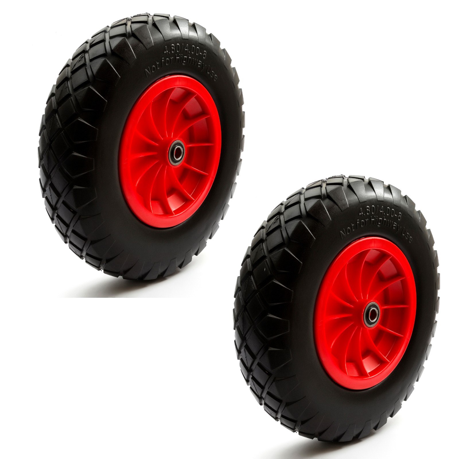 x2 PU Wheel 16 Inch 16" 4.80-8 4.00-8 No Flats 16mm Bore 85mm Hub L Wheelbarrow