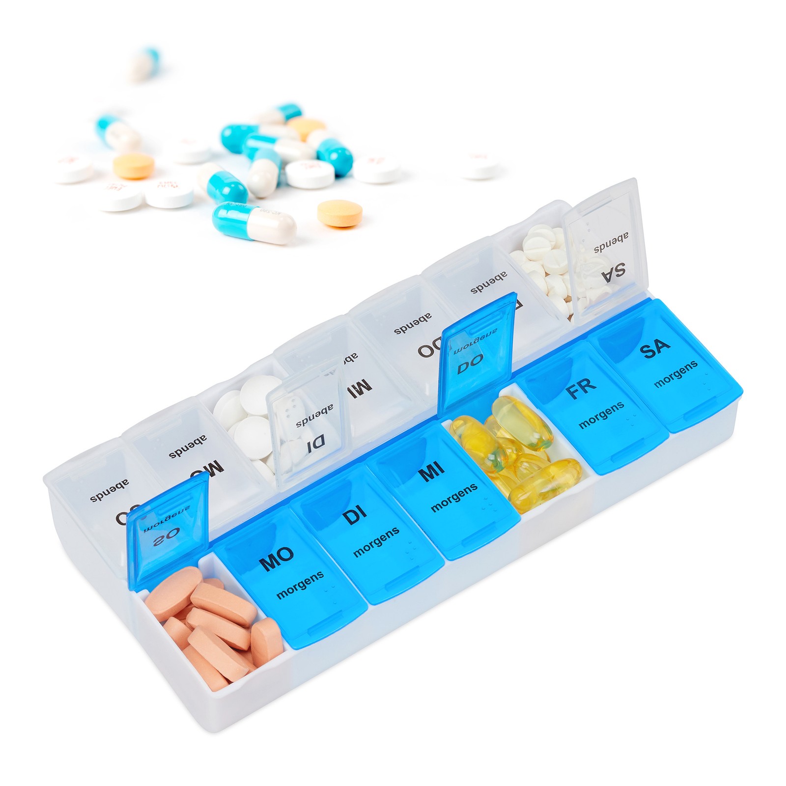 2x Pill organiser box Portable Durable Pill Dispenser Travel Pill Case Compact