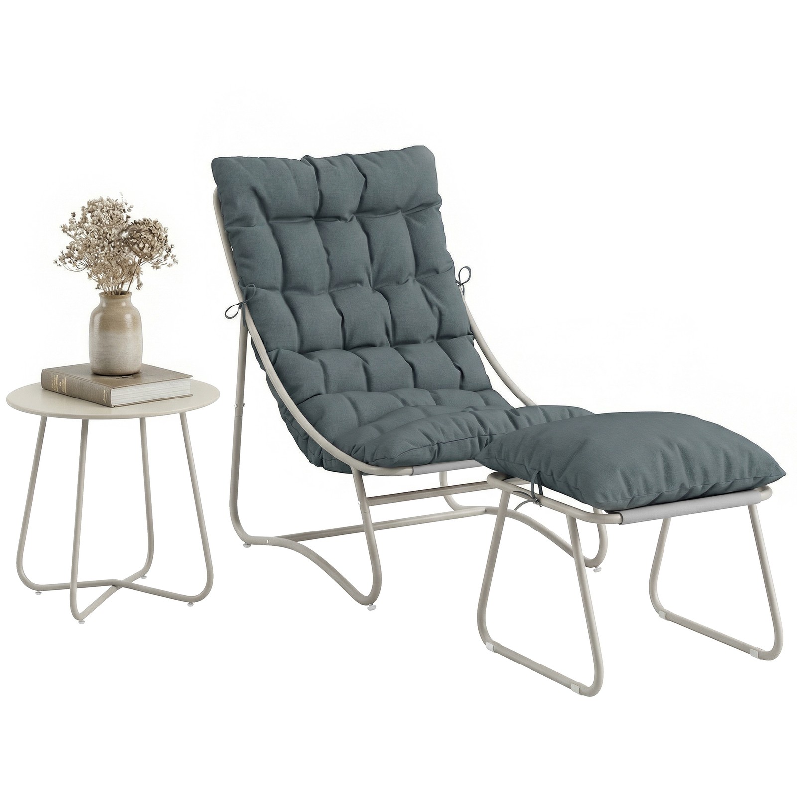 Outsunny 3 Piece Bistro Set, Outdoor Table and Chair Set with Footstool