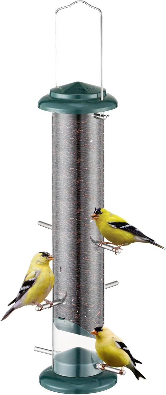 iBorn Metal Bird Feeder Nyger Niger Seed Feeder for Finch Goldfinch Thistle See