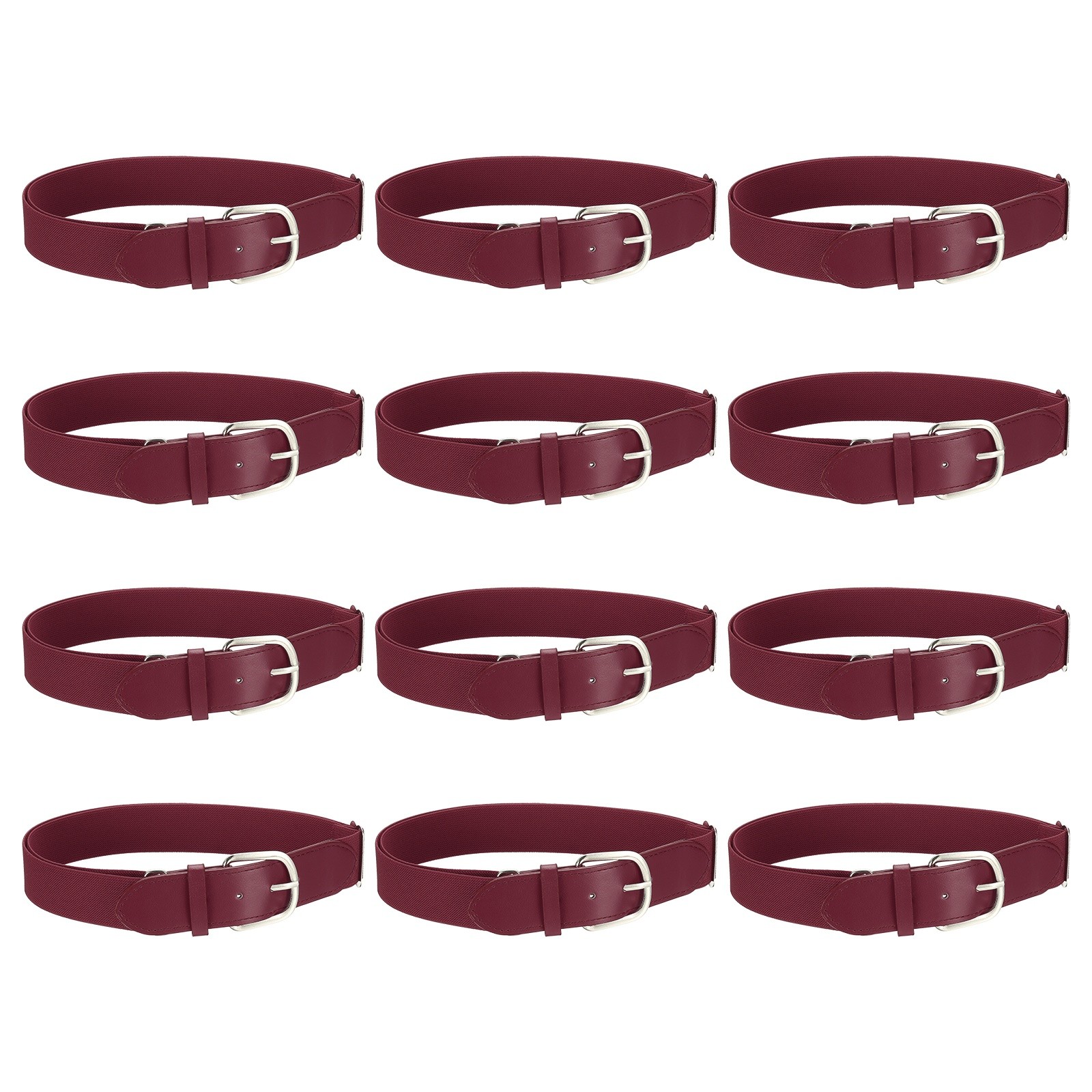 Baseball Belt Softball Belt Fit for Youth- (12 Pack, Dark Red)