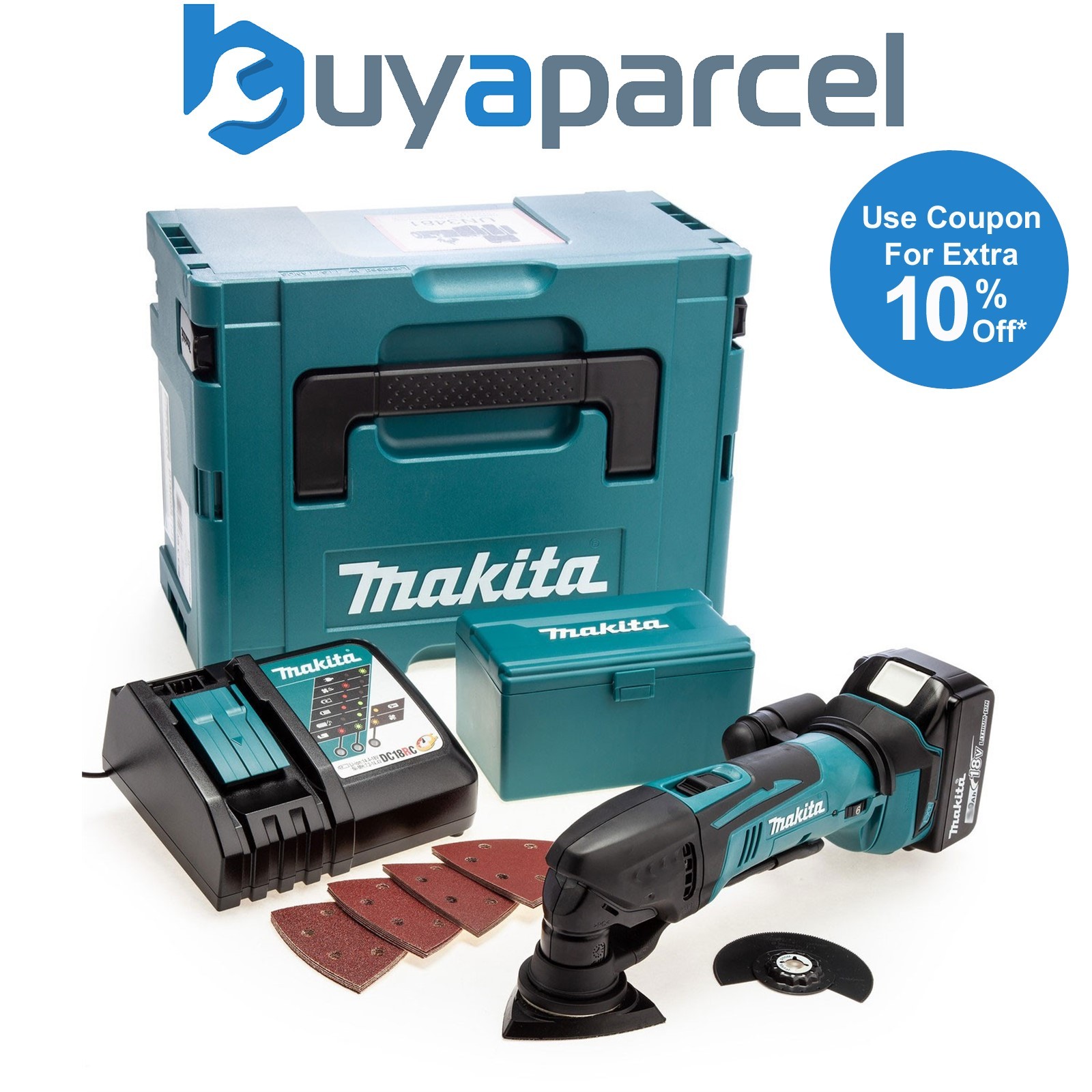 Makita DTM50RF1J1 18v LXT Lithium Cordless Multi Tool Multi Tool 1 x 3ah + Acc