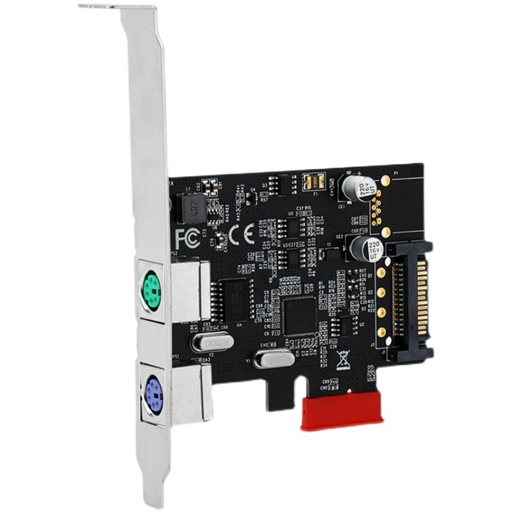 PCIE to PS/2 Expansion Card for PS2 Mouse Keyboard PCI-E Round Port Adapter1694