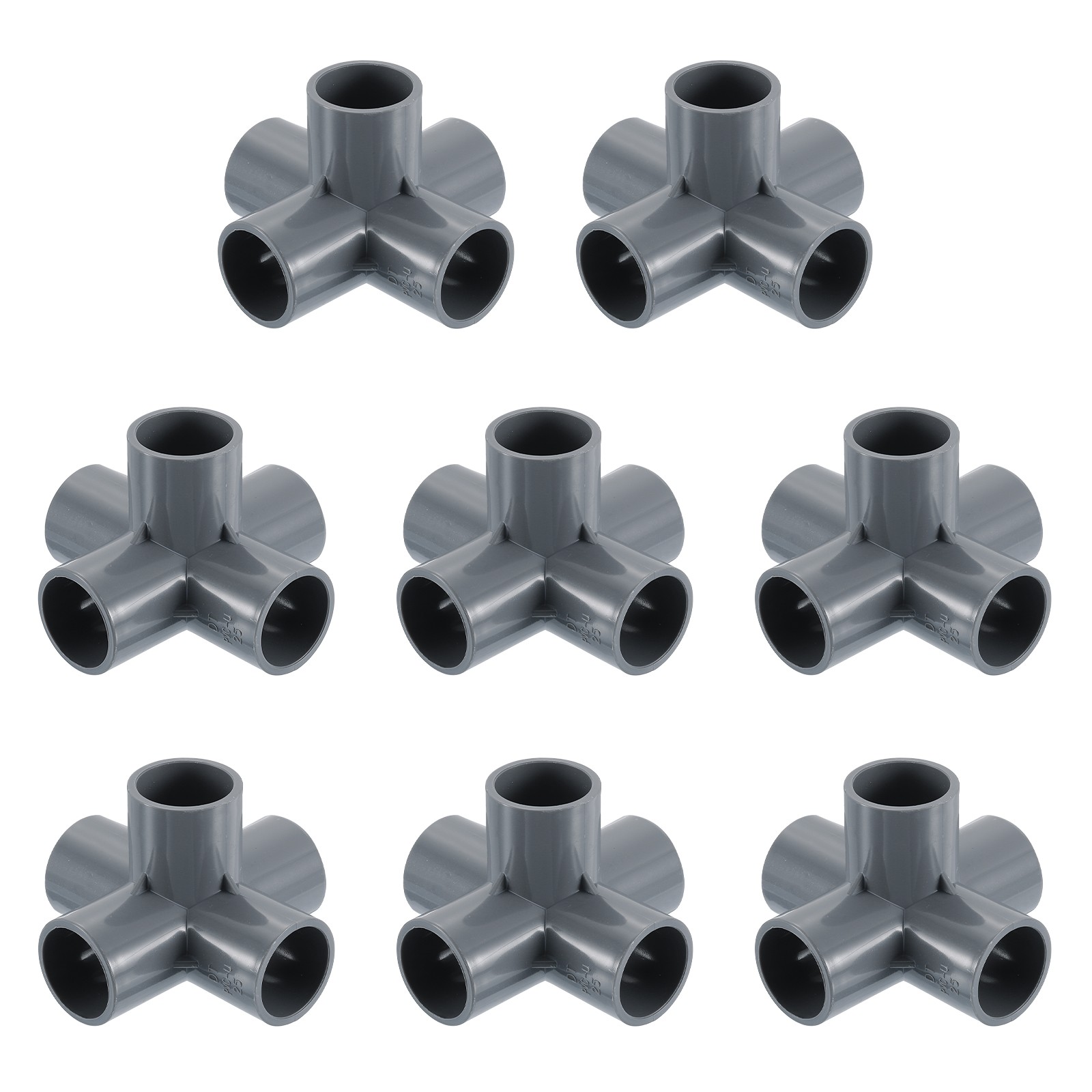 3/4" PVC Fittings, 8 Pcs 5 Way Elbow Connector Elbow PVC Corner Fitting, Grey