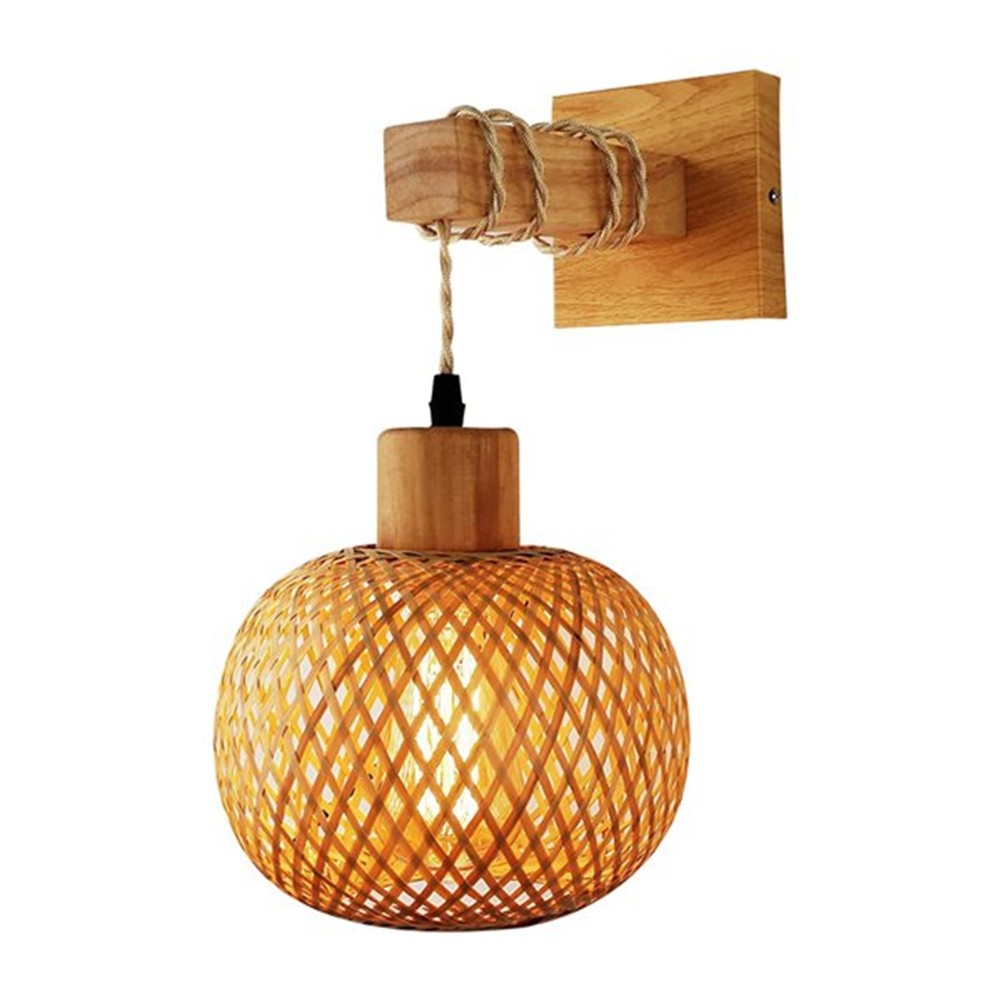 Retro Japanese Bamboo Bedside Wall Lamp Restaurant Rattan Lampmine Bedroom1157