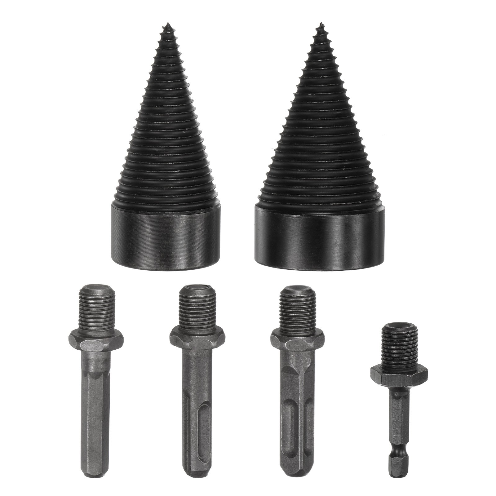 2-Pack Wood Splitter Drill Bit 42mm + 50mm+4 Handles for Stove/Farm