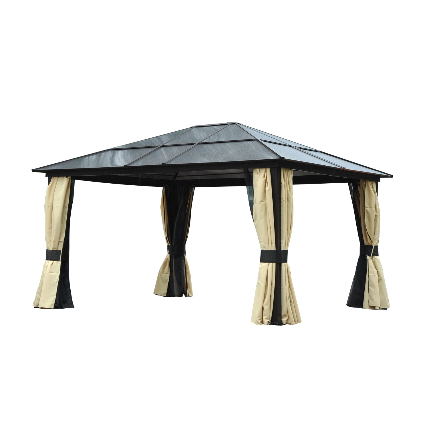 Outsunny 4 x 3.6m Hardtop Gazebo Canopy w/ Polycarbonate Roof & Aluminium Frame