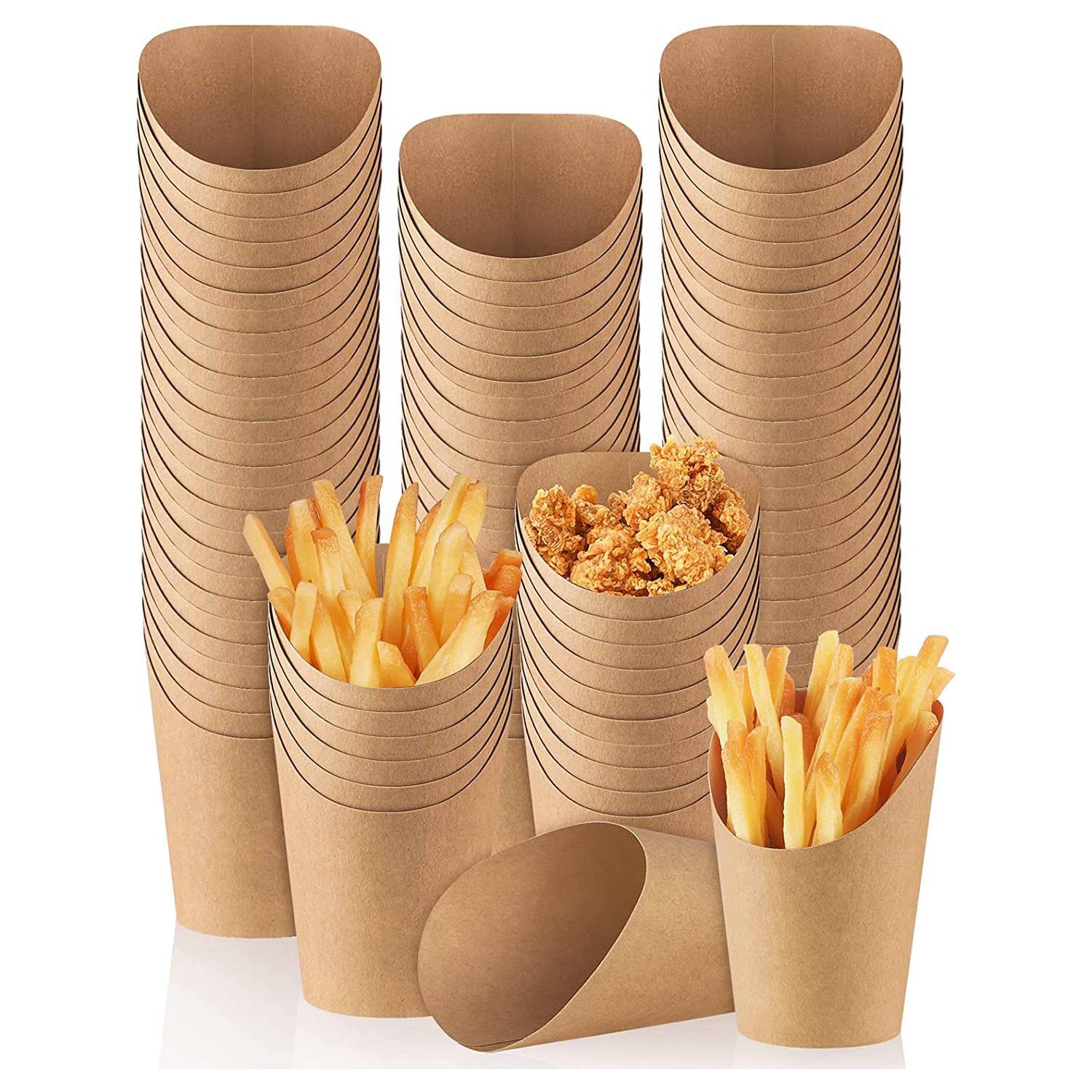 100 Pieces French Fry Holder Cups 14 Ounces Disposable Take Out Party1828