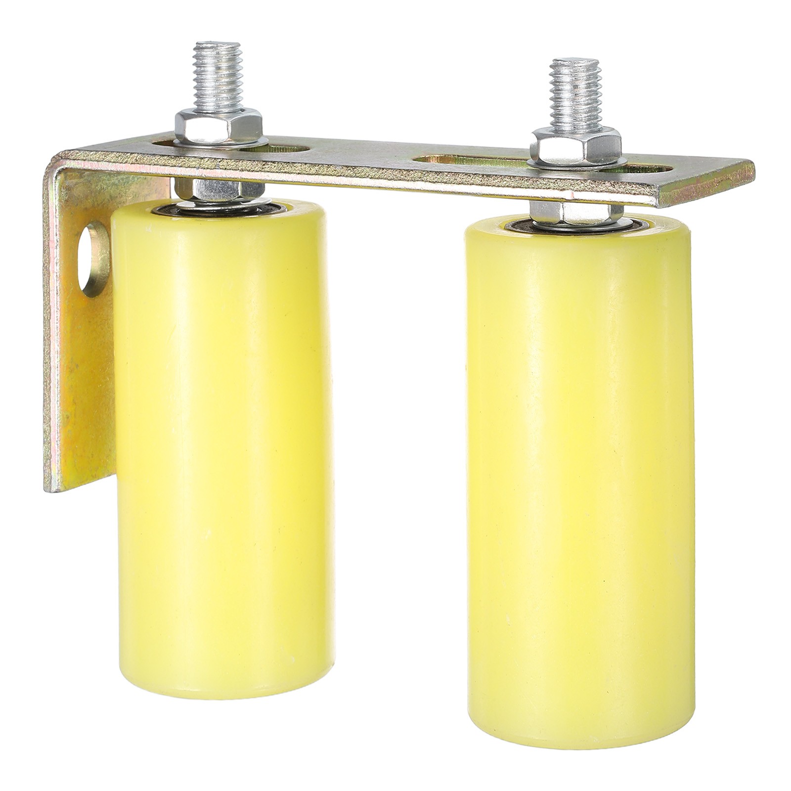 1Set Slide Gate Guide Roller, 5" Nylon Gate Support Rollers with Bracket, Yellow