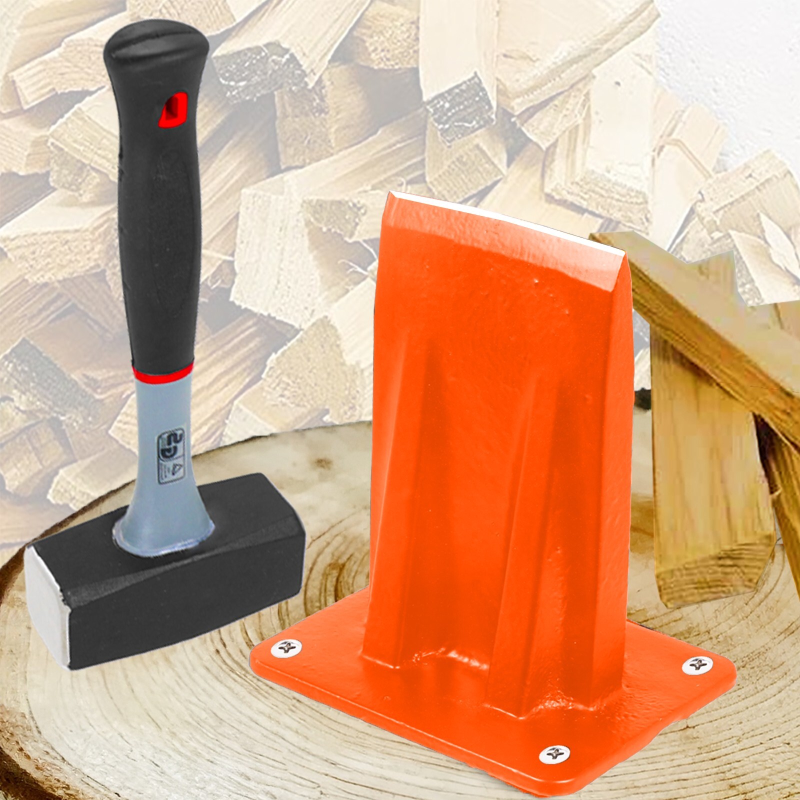 Kindling Splitter Lump Hammer Log Wood Splitting High Visibility Chisel Wedge