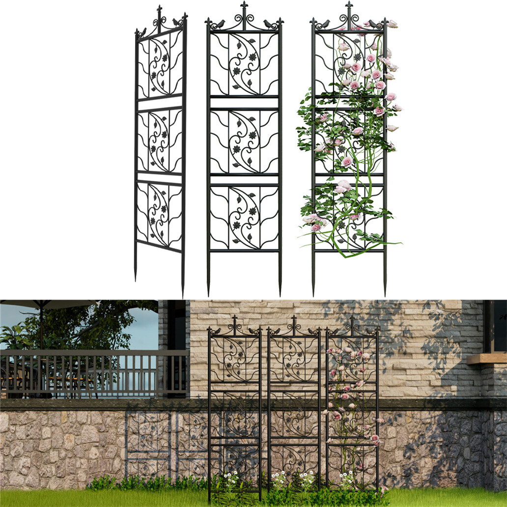 2 Metal Garden Trellis Plant Screen Climbing Stand Vegetable Fruit Aid Freestand