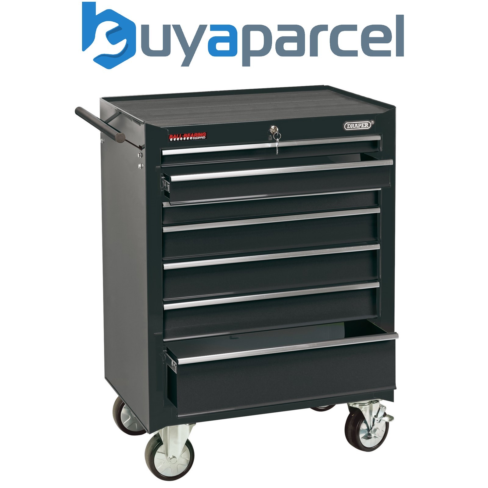 Draper 35743 Roller Tool Cabinet, 7 Drawer, 26", Black