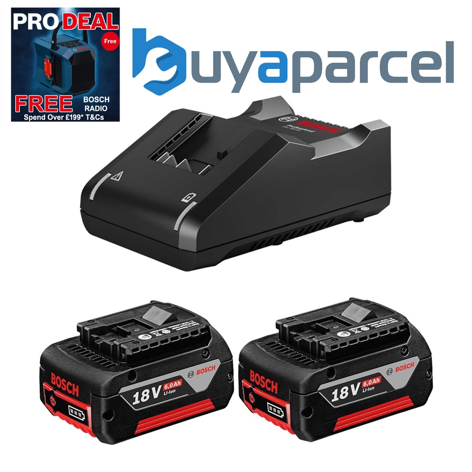 2xBosch 18v 6.0Ah Batteries Li-ion Cordless 6ah Coolpack & GAL18V40 Fast Charger