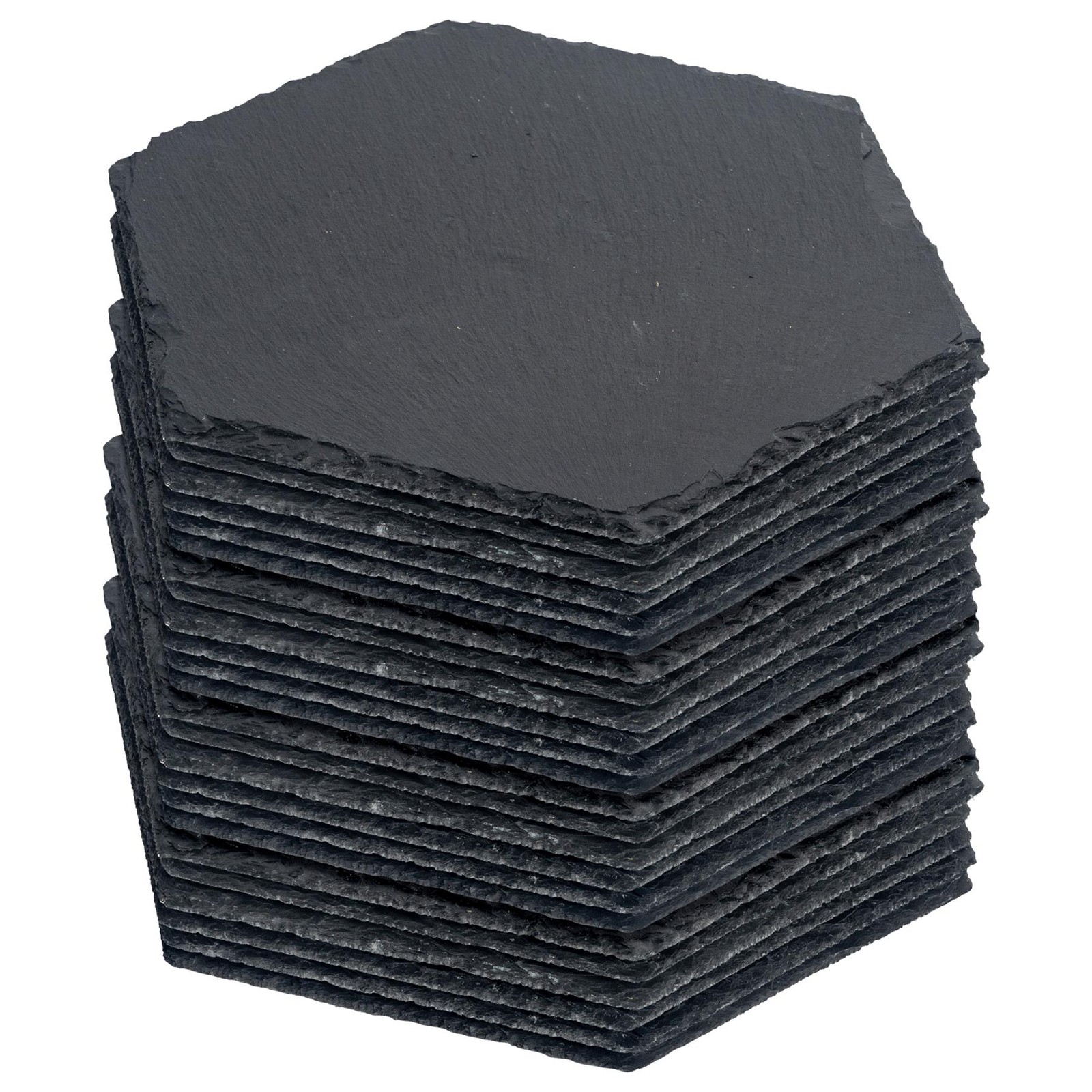 24x Hexagon Slate Placemats 30cm x 26cm Natural Dining Table Place Mats Set