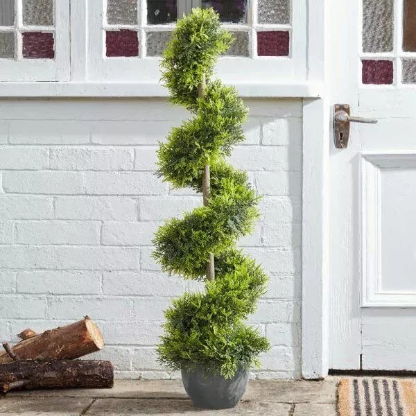 Artificial Cypress Topiary Twirl Tree Garden Porch Decoration Potted Plant 120cm