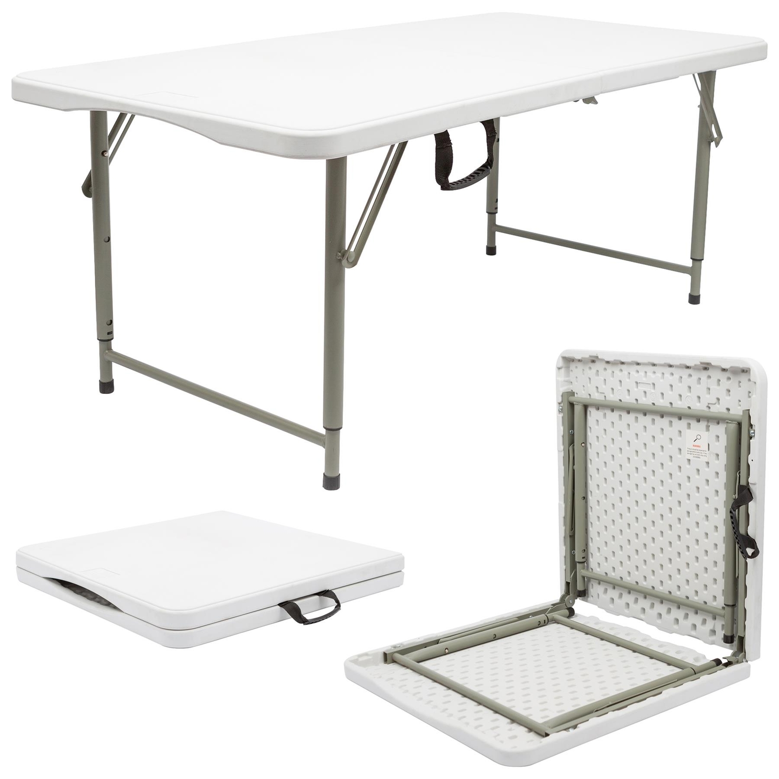 1x 120cm (4ft) Height Adjustable Folding Trestle Table for Camping Party Picnic