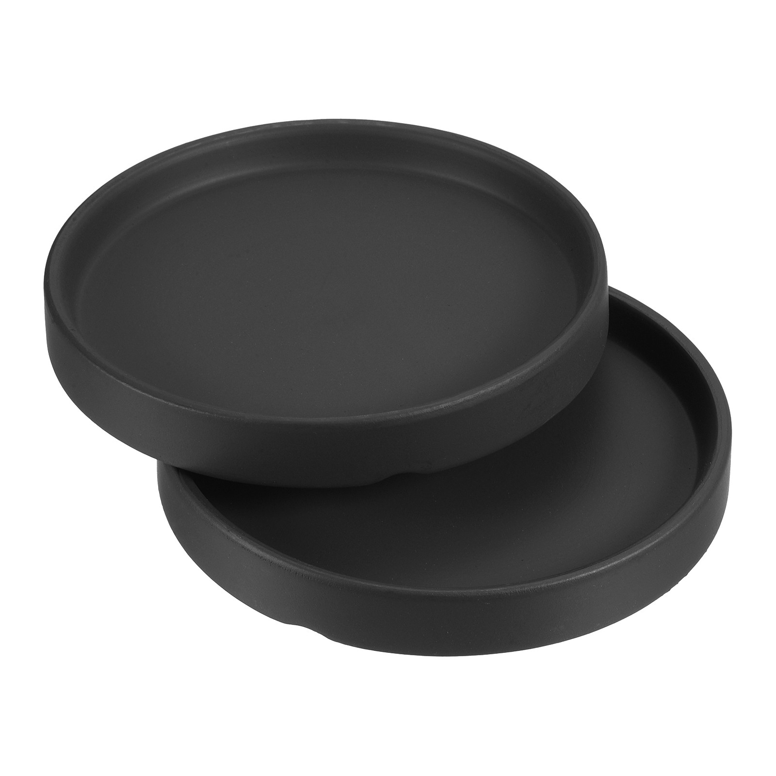 Plant Pot Saucer 5 Inch OD, 2 Pack Ceramic Round Flower Tray, Black