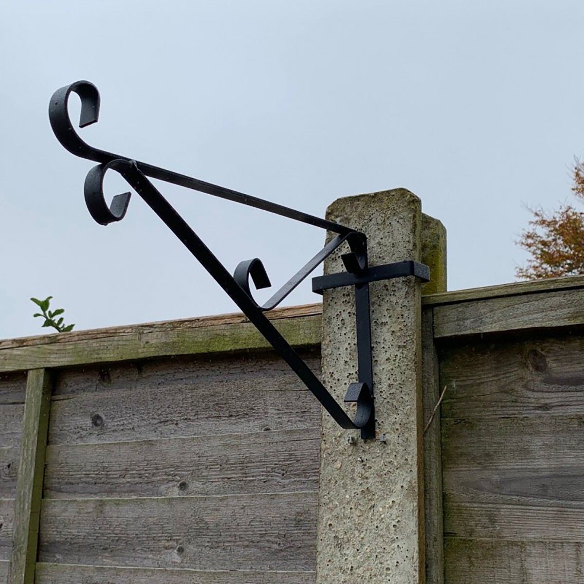 Ornate Hanging Basket Brackets for Concrete Garden Fence Posts - Pack of 8