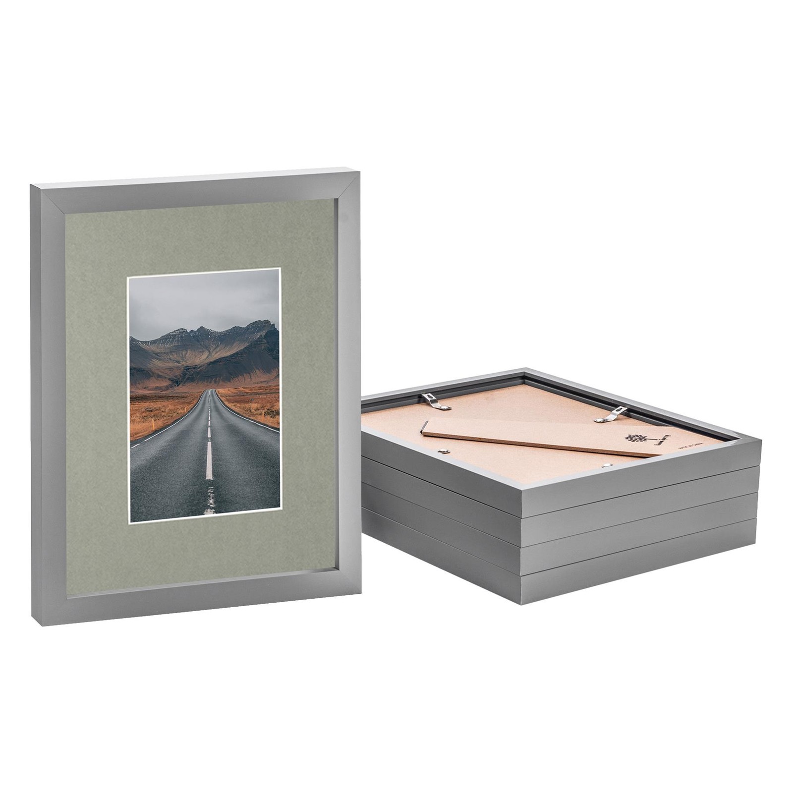 5x Grey 8" x 10" Photo Frames with Grey 4" x 6" Mount Picture Wall Décor