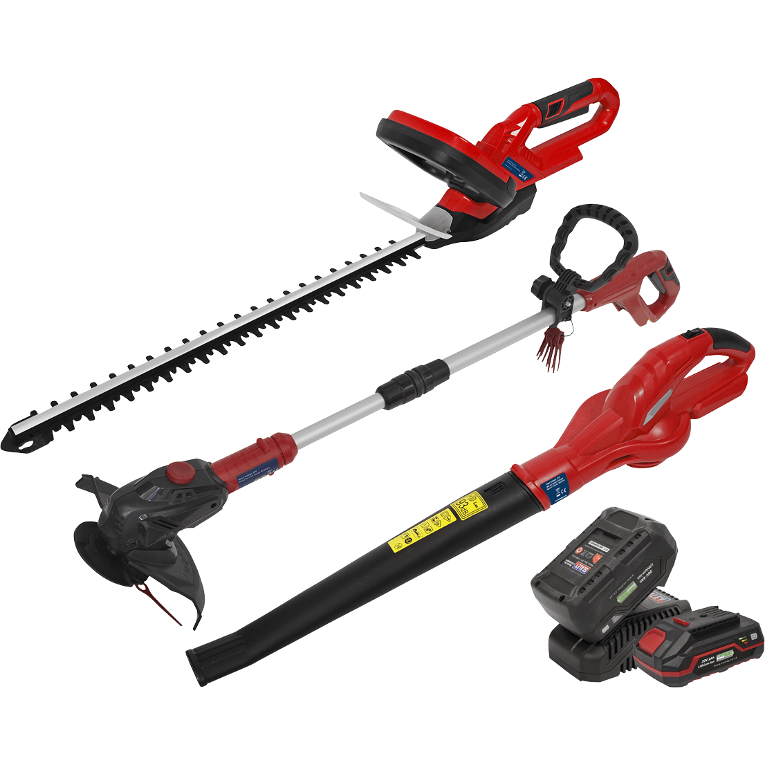 Sealey CP20V 20v Cordless 3 Piece Garden Power Tool Kit 1 x 2ah & 1 x 4ah Li-ion