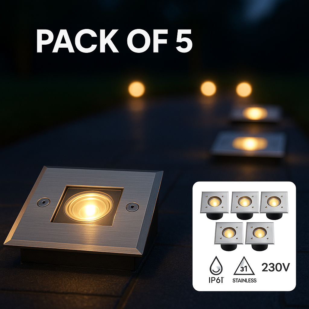 Kanlux BERG 5-Pack In-Ground Uplight GU10 IP67 Stainless Steel 500kg Outdoor