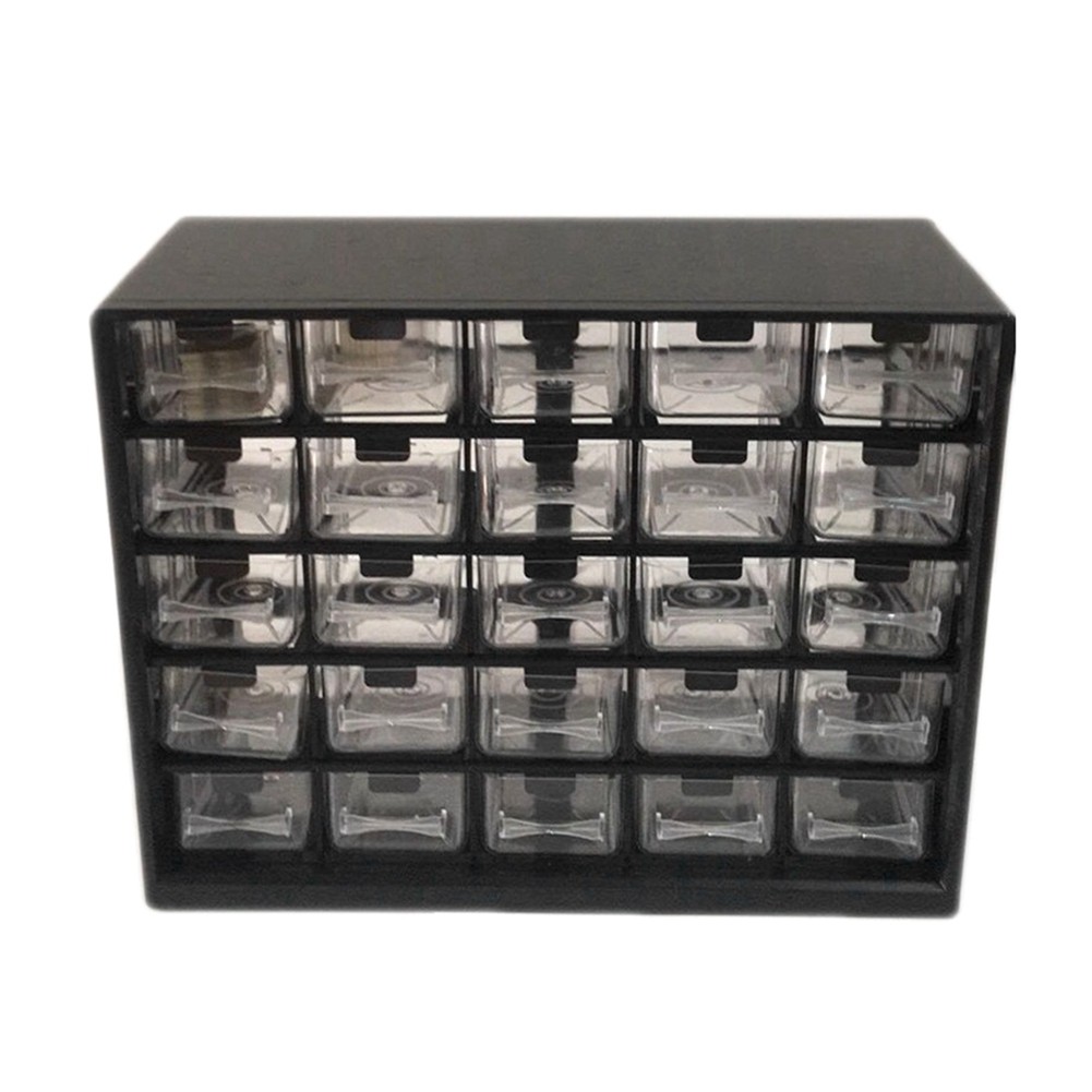 25Pc Combined Transparent Drawer Storage Cabinet Detachable Black Parts Box1010
