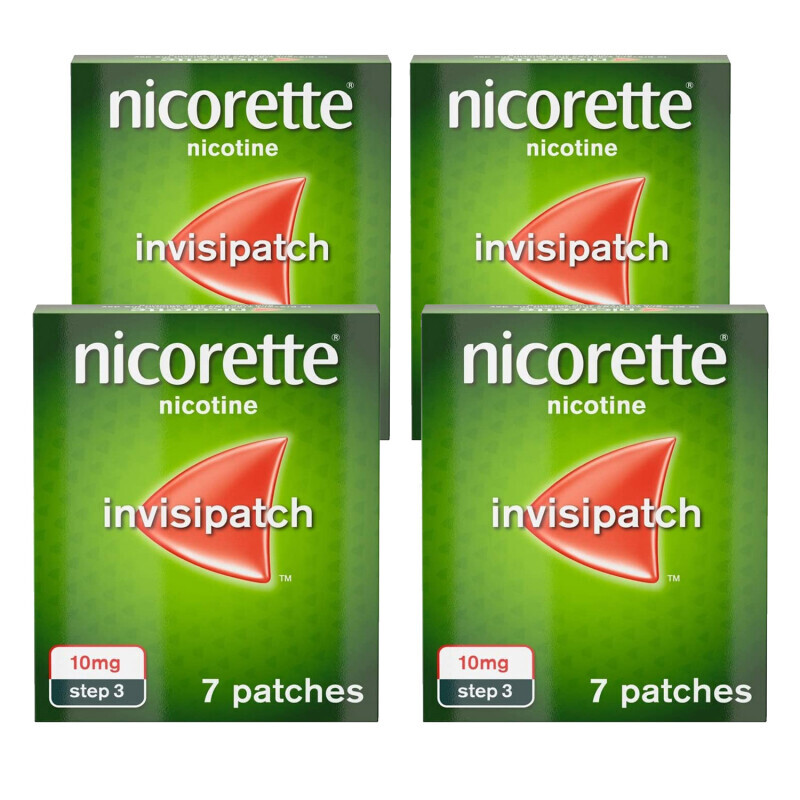 Nicorette Invisi 10mg Patch Step 3 7 Patches x 4 Effective Nicotine Replacement