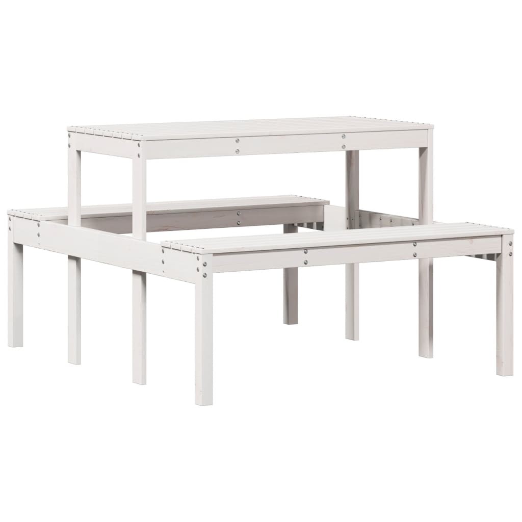 Picnic Table Outdoor Dining Garden White Solid Wood Pine vidaXL