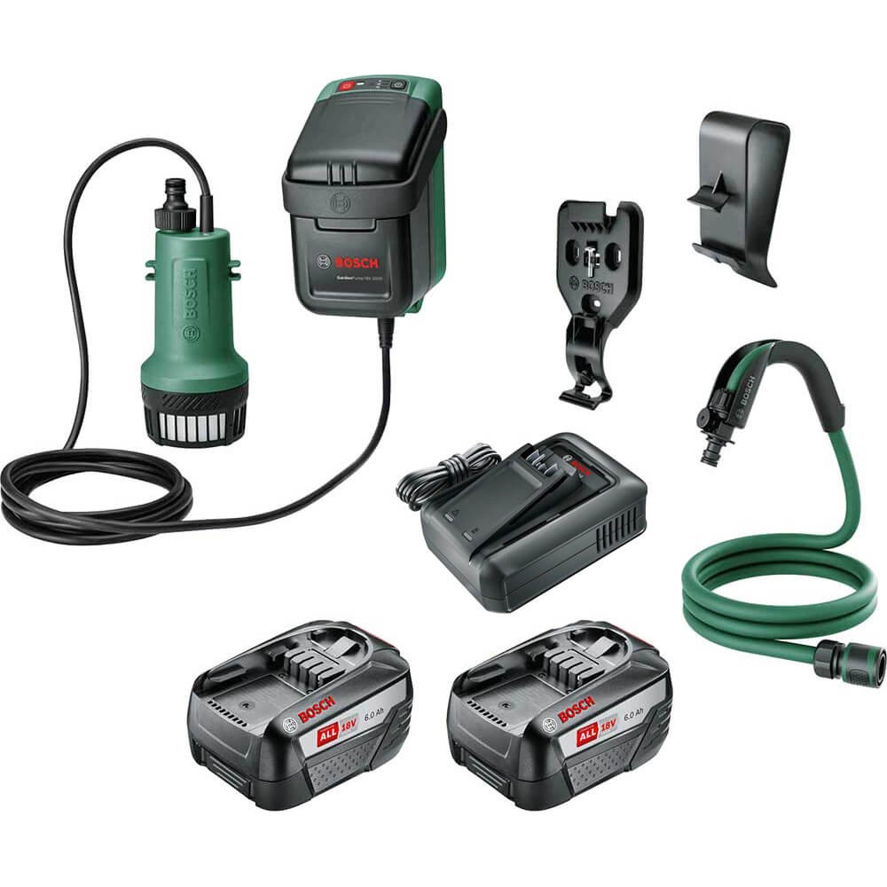 Bosch GARDENPUMP 18-2000 P4A 18v Cordless Submersible Water Pump 2 x 6ah Li-ion