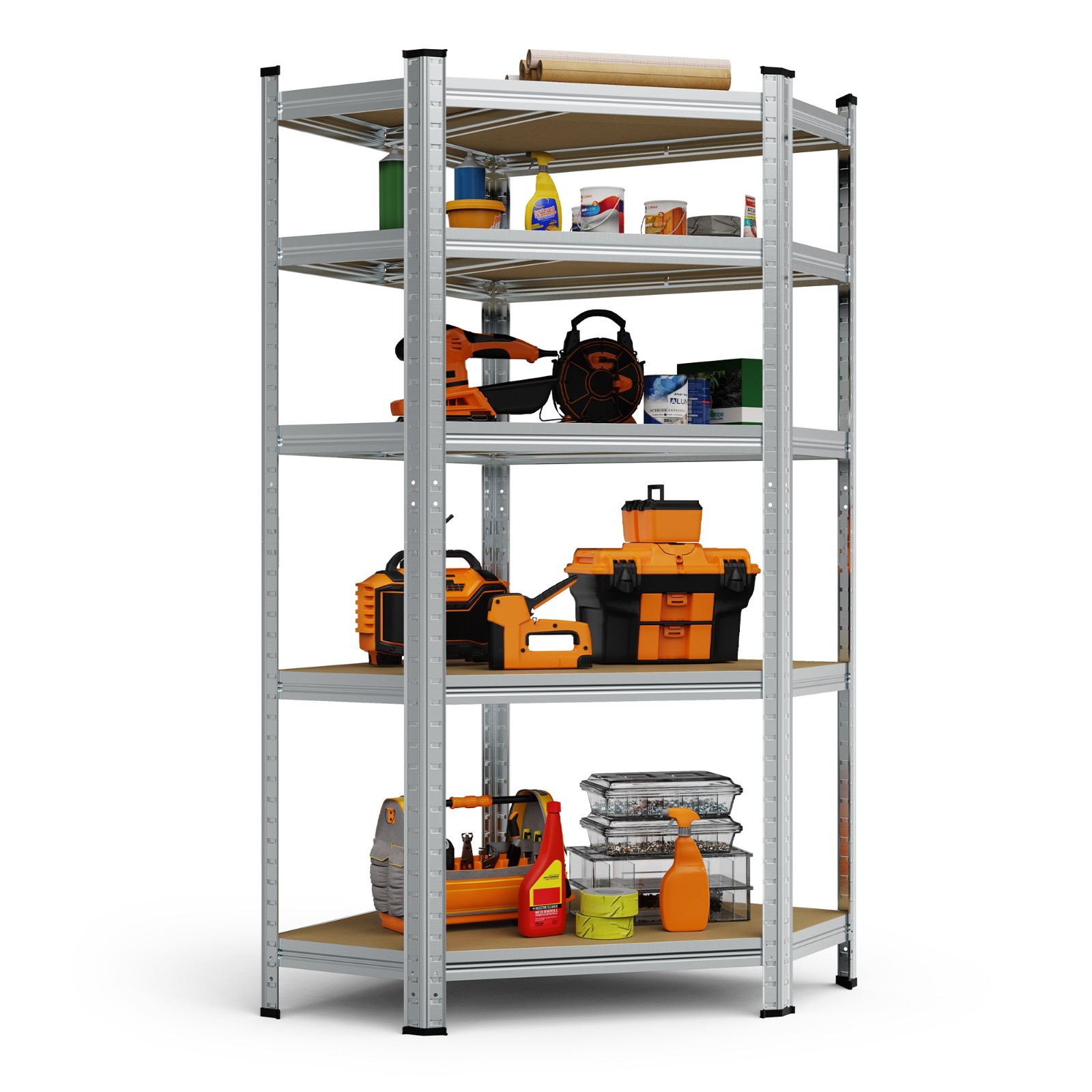 5 Tier Corner Racking Hammer Grey - VonHaus Galvanised Steel Shelves for Garage
