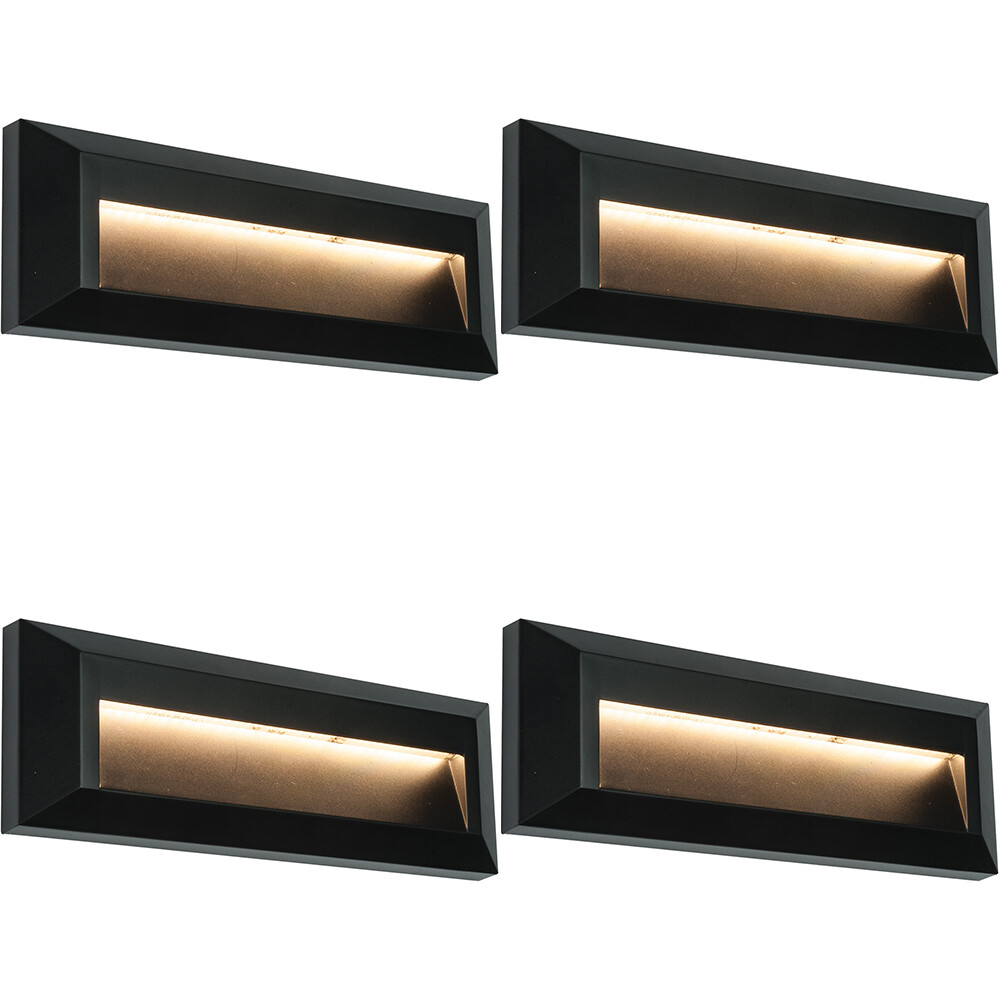 4 PACK Outdoor Pathway Guide Light - Indirect 2W Warm White LED - Black ABS