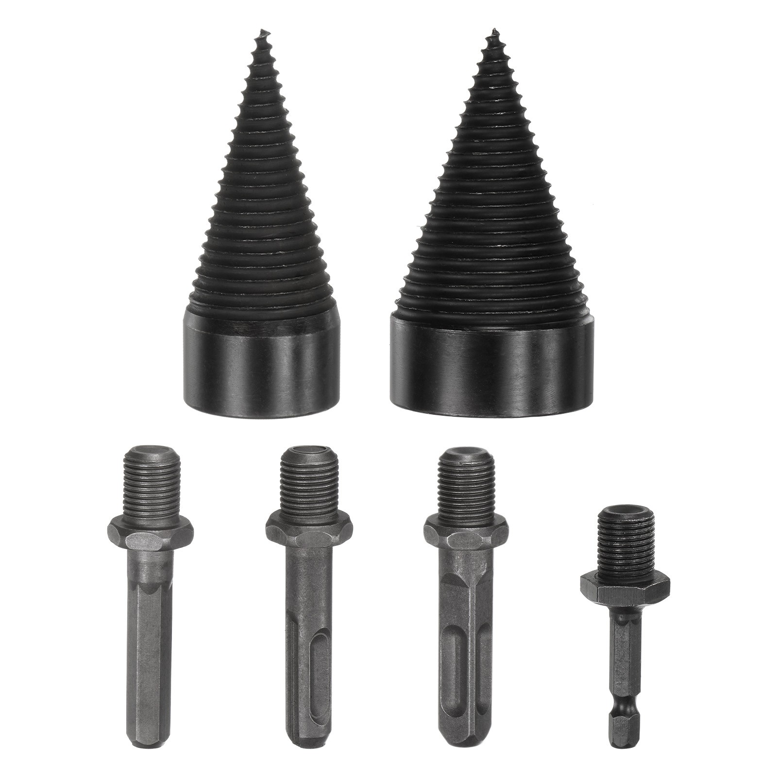 2-Pack Wood Splitter Drill Bit 38mm + 50mm+4 Handles for Stove/Farm