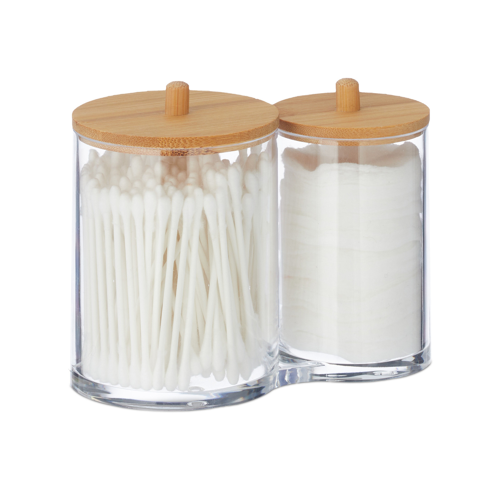 Cotton pads and buds container Bamboo Lid Storage Box Easy Clean Compact