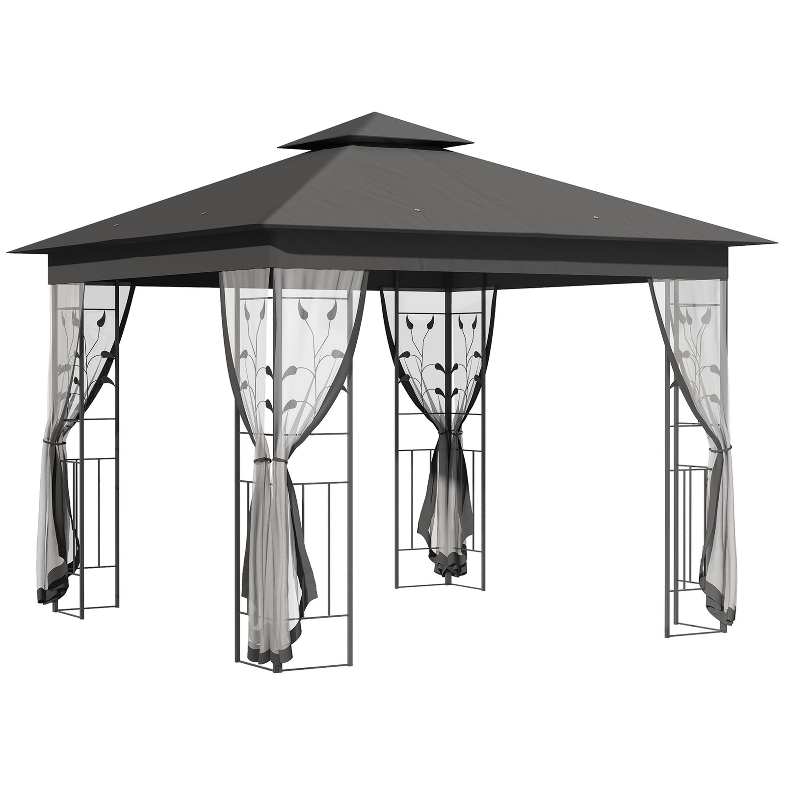 Outsunny 3 x 3(m) Garden Gazebo Marquee Tent Canopy Shelter Pavilion Grey