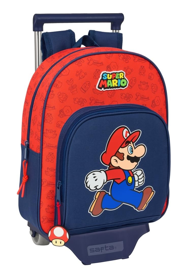 Safta Super Mario Trick – Children's Backpack with Trolley 705, Ideal for Childr