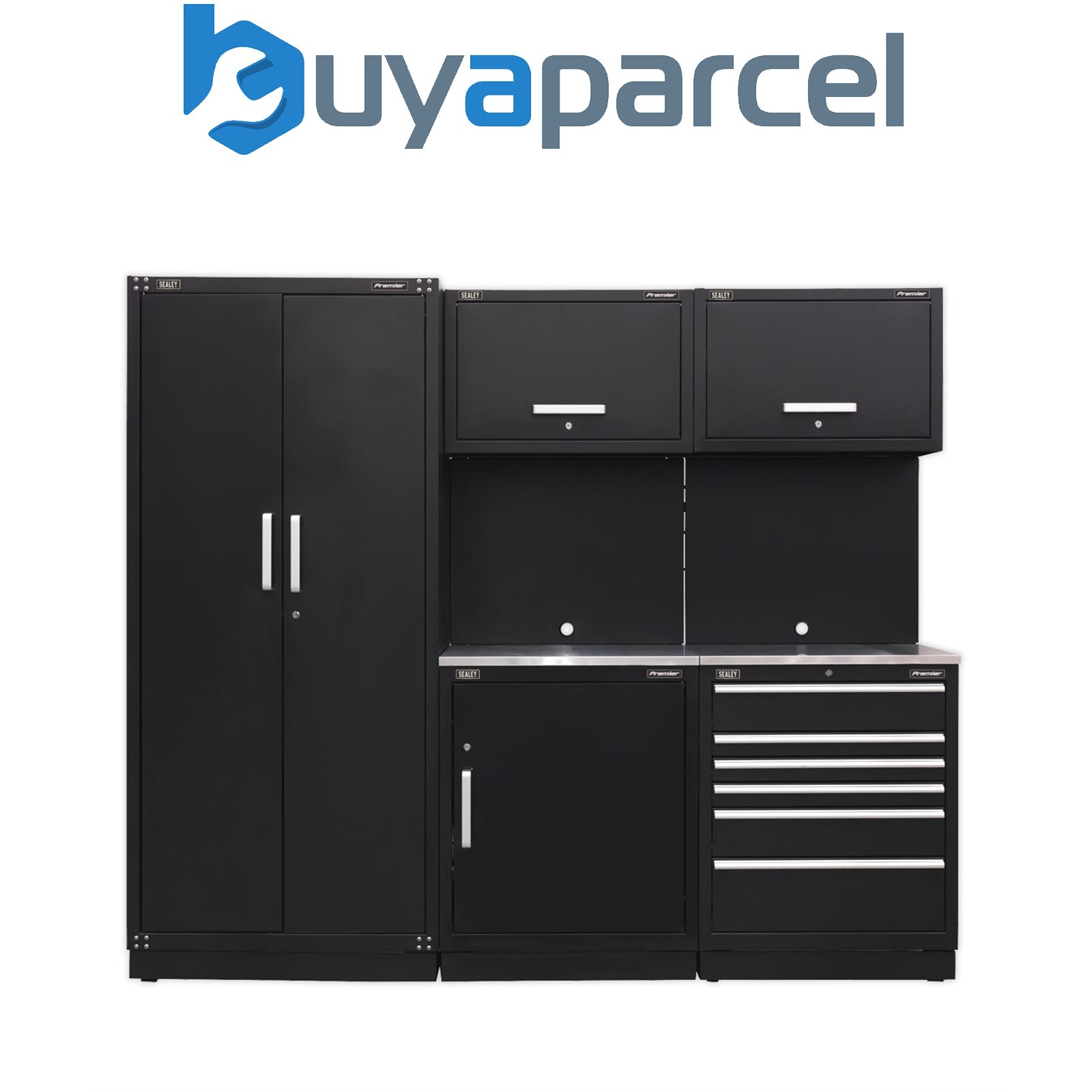 Sealey APMSCOMBO1SS Premier&trade; Storage System with Stainless Worktop 2.48m