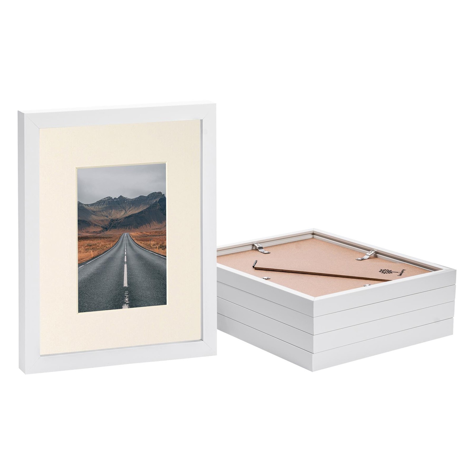 5x White 8" x 10" Photo Frames with Ivory 4" x 6" Mount Picture Décor