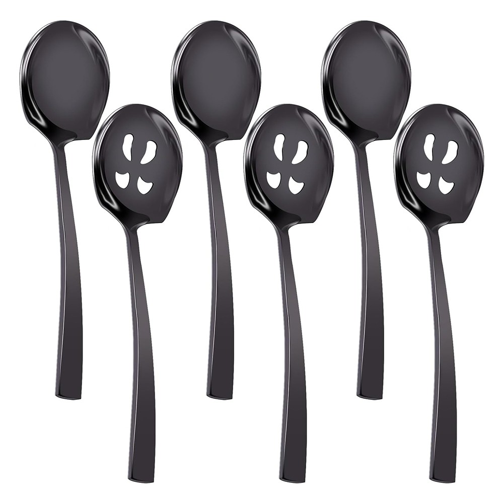 6pcs Serving Spoons and Slotted Spoons Set,9inch Stainless Steel Serving2012