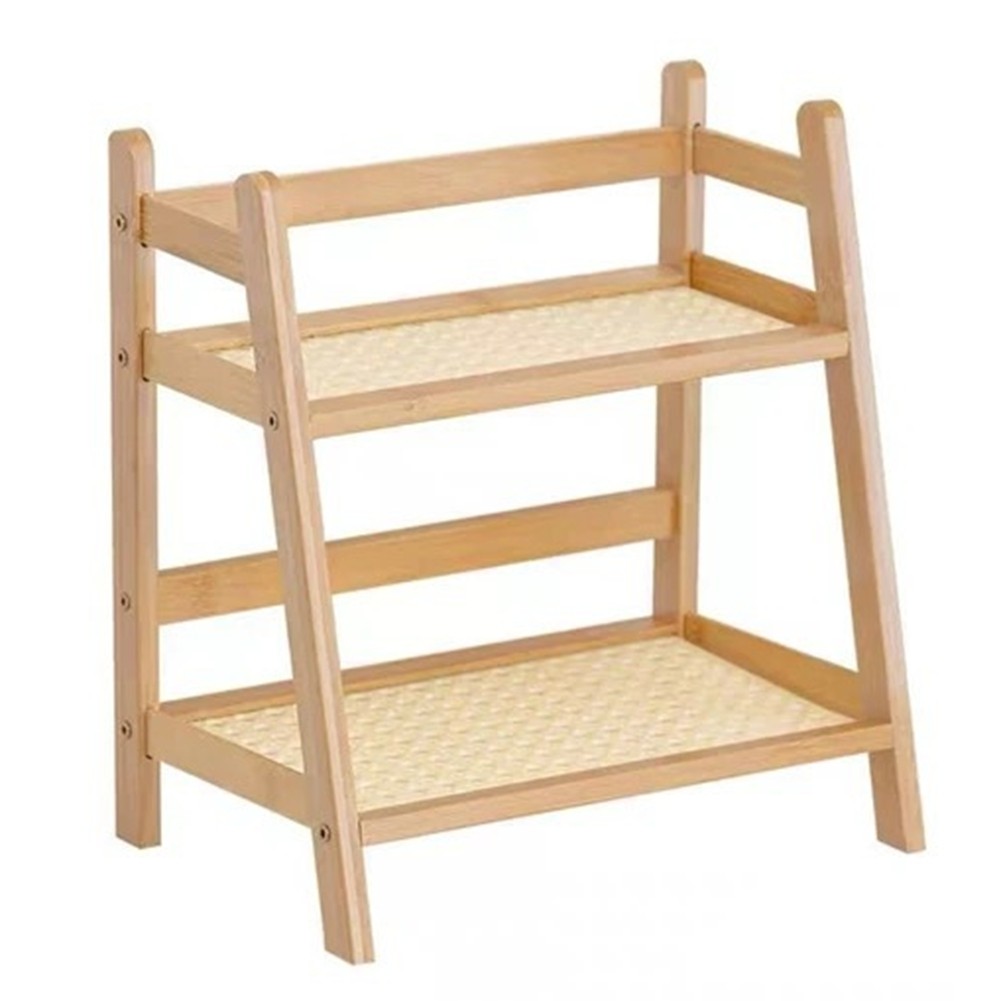 2X(Wooden Storage Shelf,2-Tier Desktop Organizer - Multi-Use Display Rack7513