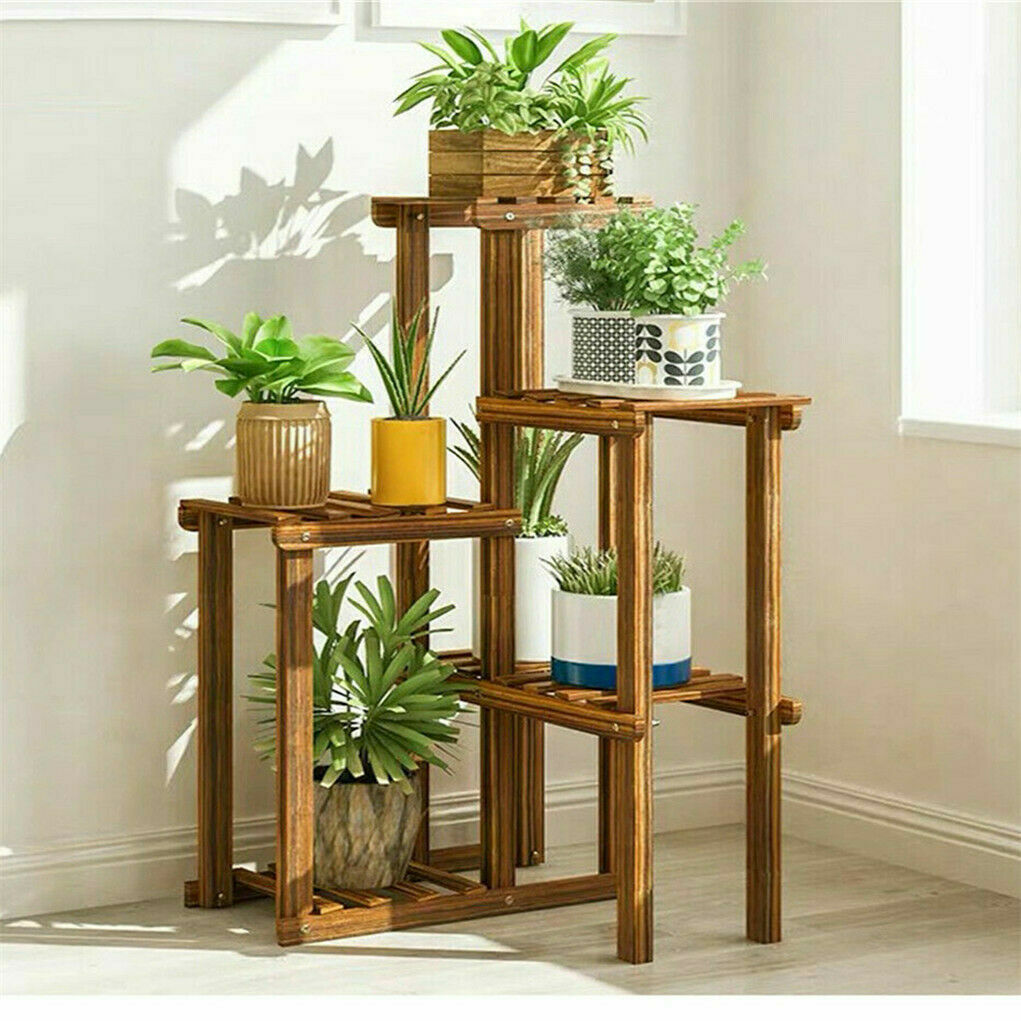 40" Tall Corner Wood Plant Stand Potted Flower Shelves Home Office Lawn Window