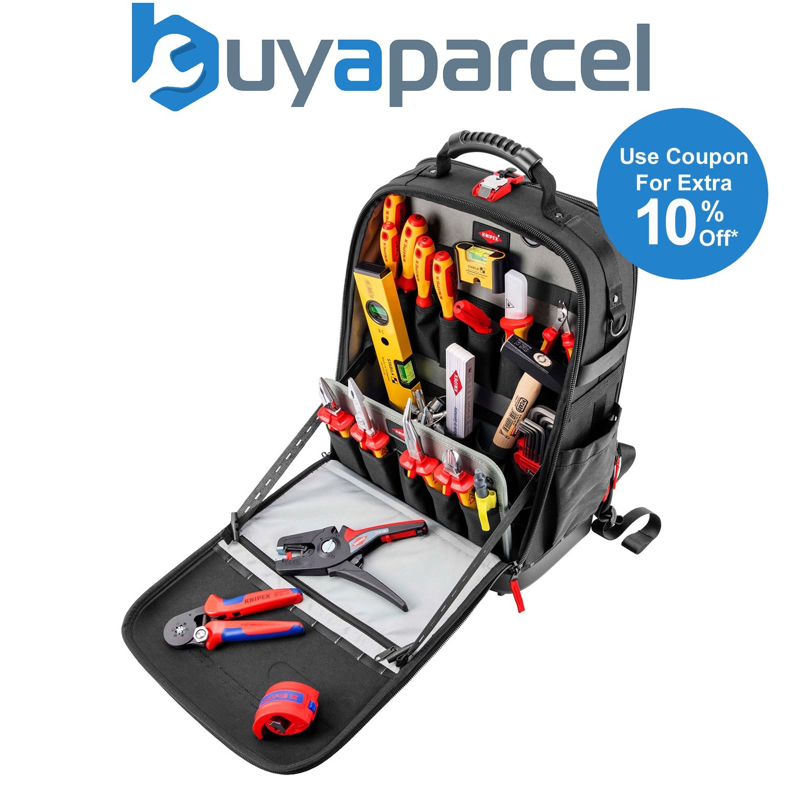 Draper 13175 KNIPEX 00 21 50 E Tool Backpack Modular X18 Electric, 22 parts, 530