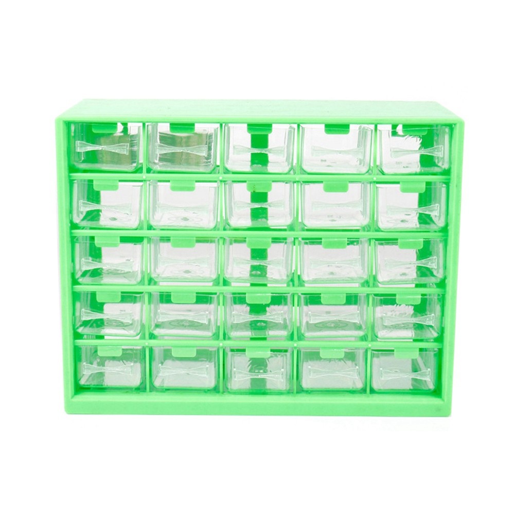 25Pc Combined Transparent Drawer Storage Cabinet Detachable Green Parts Box5194