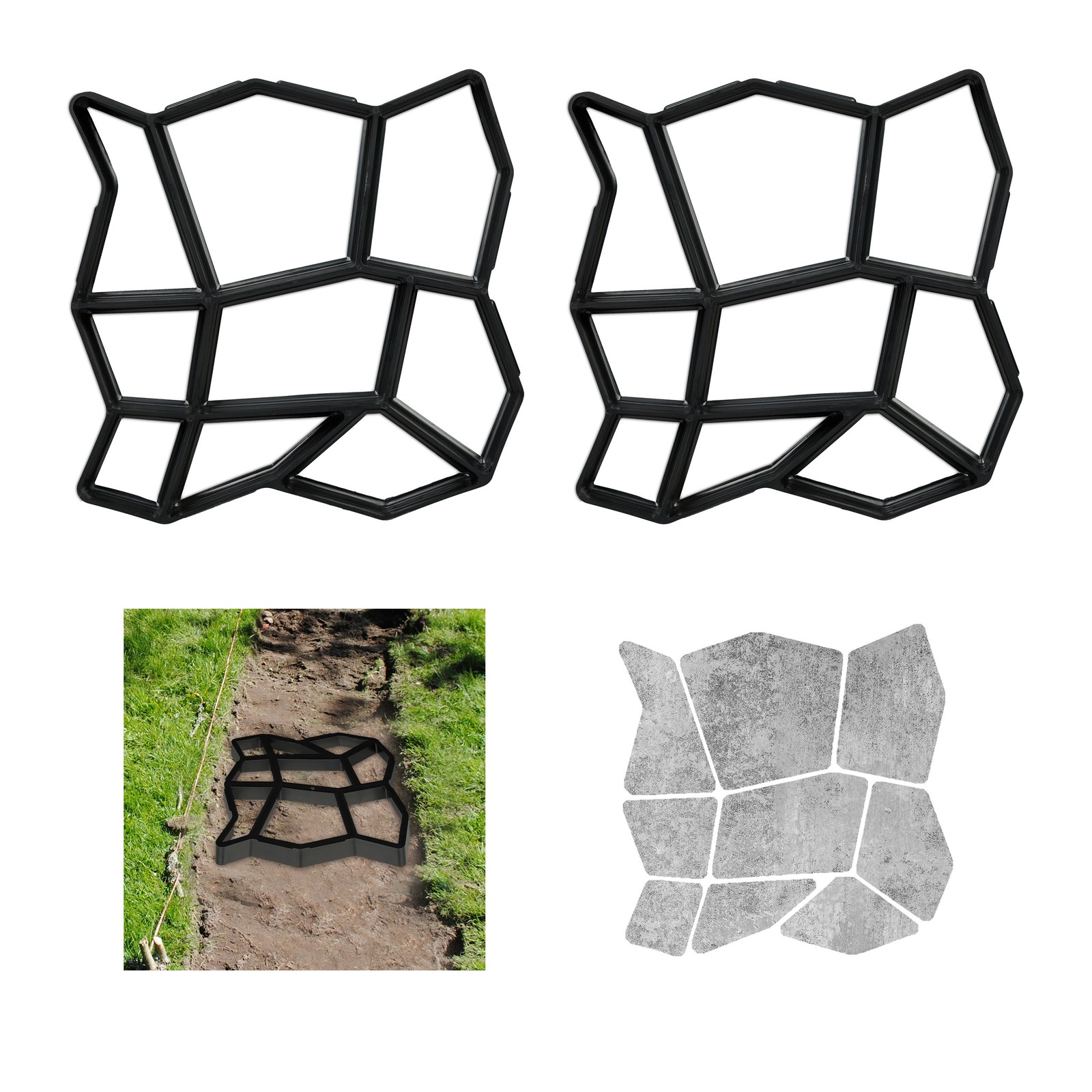 Concrete mould Paving Stone Form Garden Path Maker Reusable Lightweight 0.5 kg